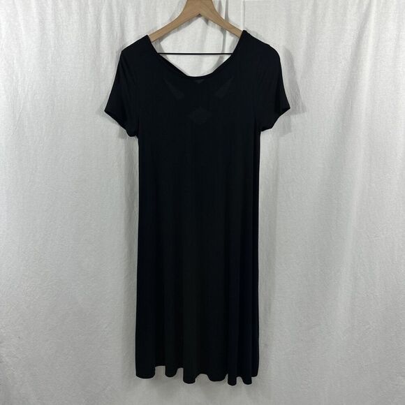 BomBom USA Lagenlook Oversized Black Midi Dress Womens Size S Cross Back Boho - Picture 1 of 11